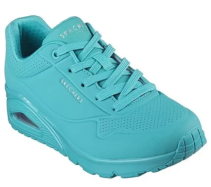 Skechers Women's Uno Stand on Air Turquoise Sneakers Size 39.5 Featuring Air Cooled Memory Foam Insole and Classic Fashion Design with Smooth Synthetic Leather Upper - Skechers - Image 3