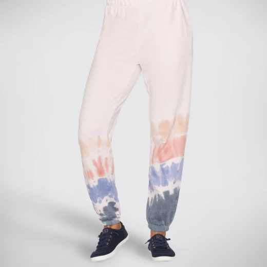 بنطلون رياضي نسائي من BOBS من Skechers Crescent Tie Dye Purrrfect Terry XS وردي تصميم صبغ ربطة عنق على طراز مريح وأنيق ملابس رياضية أصلية 100٪ جديدة تمامًا - سكيتشرز - Image 2