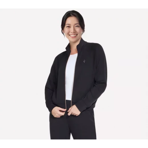 Skechers Women's Cozy Luxe Jacket Full Zip Mock Neck featuring SKECHLUXE Elevate Fabric with Elastic Cuffs and Bottom Band Black XL Skechers Women's Cozy Luxe Jacket Full Zip Mock Neck featuring SKECHLUXE Elevate Fabric with Elastic Cuffs and Bottom Band Black XL
