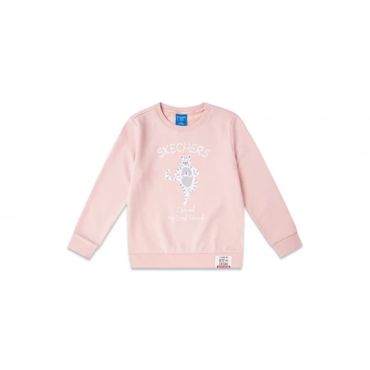 Skechers Kids' Pullover Shirt Rose Color Blend of 63% Cotton and 37% Polyester with Rib Details, Long Sleeve Design, Available in Size L, and Features a Stylish and Comfortable Fit - Skechers - Image 2
