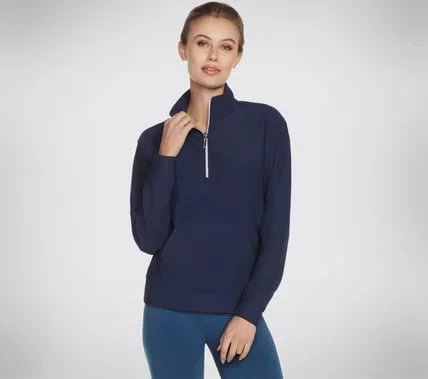 Skechers Go Luxe Rib 1/4 Zip Women's Navy Long Sleeve Top Small - Skechers - Image 2