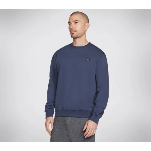 سويت شيرت رياضي رجالي من سكيتشرز، موديل Skech Sweats Definition Crew، لون كحلي، مريح، مقاس متوسط، تصميم أنيق وعملي، من مجموعة 2024 - سكيتشرز - Image 2