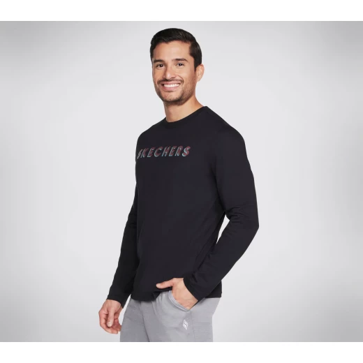 Skechers Delta Long Sleeve Tee Men's Black Jersey Pullover M Skechers Delta Long Sleeve Tee Men's Black Jersey Pullover M