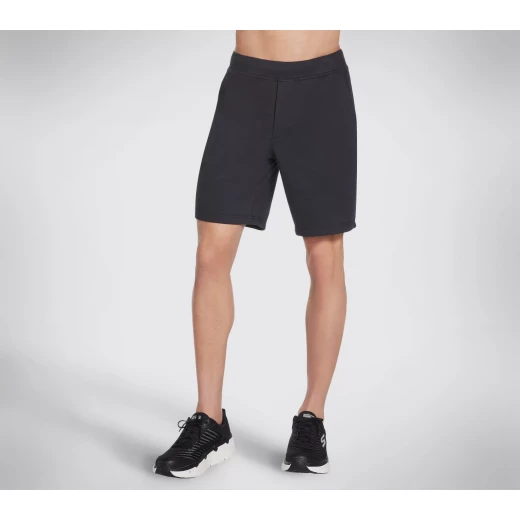 Skechers Explorer Men's Knit Shorts Black French Terry Athletic Style with Drawstring Waist Faux Fly Stitch Front Pockets and Back Patch Pocket Size Large 9 Inch - Skechers - Image 2