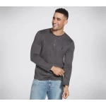 تي شيرت سكيتشرز رجالي جو-نيت بيكيه هنلي فحم طويل الأكمام مقاس M كلاسيكي مناسب بأزرار 100٪ قطن مريح للارتداء - سكيتشرز