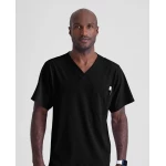 Skechers Men's Crossover V Neck Scrub Top Black Medium 1 Pocket 4 Way Stretch Fabric Performance Medical Apparel - Skechers
