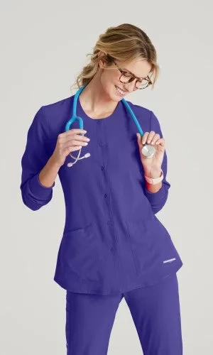 طقم سكراب شيروكي النسائي بجيوب عدد 2، ثبات، إغلاق كبس، لون عنب جديد، مقاس كبير - سكيتشرز - Image 4