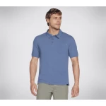 Skechers Men's Skech Breeze Slub Polo Shirt Navy Blue Large 100% Organic Cotton Short Sleeve Collared Tee Shirt 3-Button Placket Chest Pocket Eco-Friendly Comfort - Skechers