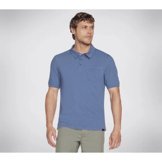 Skechers Men's Skech Breeze Slub Polo Shirt Navy Blue Large 100% Organic Cotton Short Sleeve Collared Tee Shirt 3-Button Placket Chest Pocket Eco-Friendly Comfort Skechers Men's Skech Breeze Slub Polo Shirt Navy Blue Large 100% Organic Cotton Short Sleeve Collared Tee Shirt 3-Button Placket Chest Pocket Eco-Friendly Comfort