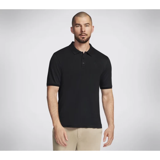 Skechers Men's Off Duty Polo Shirt in Black, GO DRI Pique Fabric, Short Sleeve, Collared, Featuring Logo Detail, Available in Size Small - Skechers - Image 2