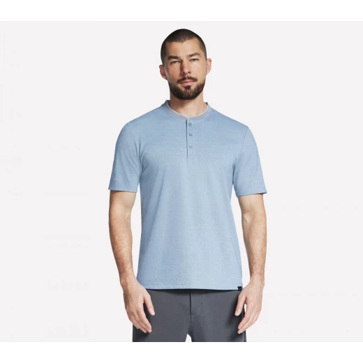 Skechers Men's Off Duty Henley T Shirt GO DRI Pique Blue Medium - Skechers - Image 4