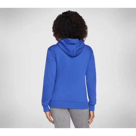 Skechers Women's Signature Pullover Hoodie in Blue, Featuring SKECH SWEATS Fleece Fabric, Attached Hood, Long Sleeves, and Kangaroo Pocket, Size Large - Skechers - Image 3