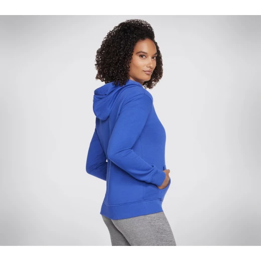 Skechers Signature Women's Pullover Hoodie Blue Medium SKECH SWEATS Fleece Attached Hood Kangaroo Pocket Long Sleeves WHD116 GURY Comfortable Classic Knit 1 Piece - Skechers - Image 4