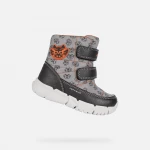 Geox Flexyper ABX Baby Waterproof Ankle Boot Grey Orange Printed Econyl® Tumbled Leather Effect 27 for Toddlers - Geox