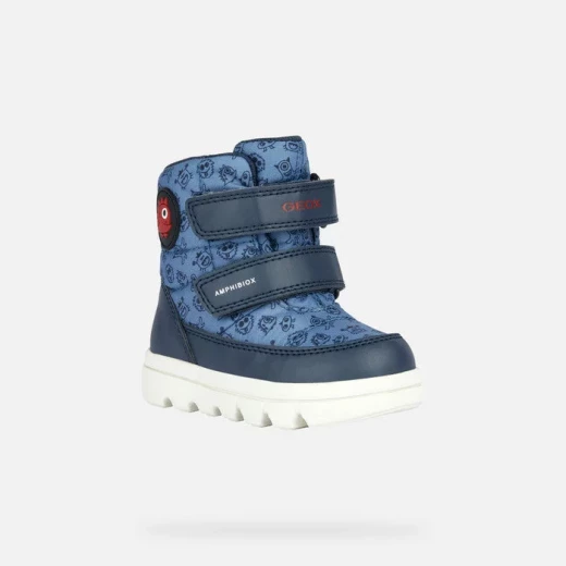 Geox Willaboom ABX Baby Boy's Waterproof Ankle Boot Airforce Blue Red Design 24 Featuring Breathable Construction Recycled Nylon Material - Geox - Image 3