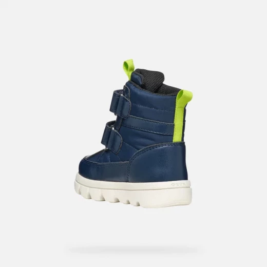 Geox Willaboom ABX Baby Waterproof Ankle Boots Navy Blue and Lime Green Sporty Design with Double Riptape Closure for Easy Foot Entry, Available in Size 22, B365BG.0FU54.C0749 - Geox - Image 4