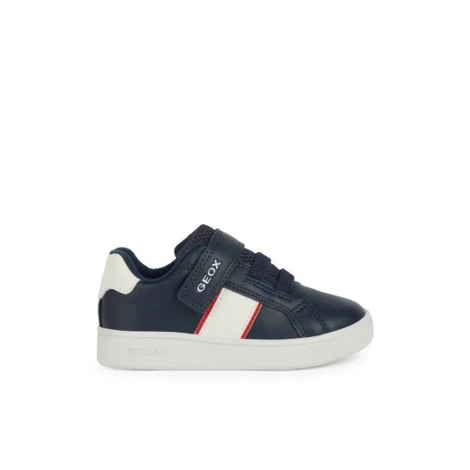 Geox Eclyper Baby Sneakers Navy Blue Low Cut Leather Effect Tennis Court Style Casual 22 For Baby Boys Comfortable Everyday Wear Fast Delivery Easy Exchange - Geox - Image 2