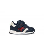 RISHON BABY Navy Lightweight First Steps Sneakers for Baby Boys, Sporty Design with Leather Effect and Nylon Upper, Size 22, Comfortable and Practical for Daily Activities - Geox