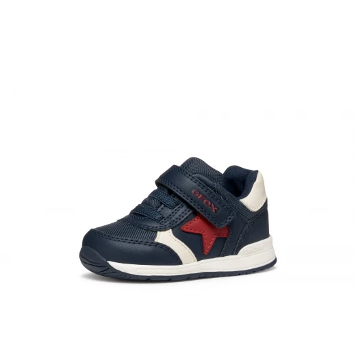 RISHON BABY Navy Lightweight First Steps Sneakers for Baby Boys, Sporty Design with Leather Effect and Nylon Upper, Size 22, Comfortable and Practical for Daily Activities - Geox - Image 4
