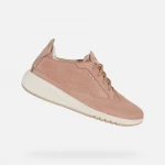 Geox Aerantis Woman's Sneakers in Dark Pink Suede, Ultra Breathable and Comfortable, Size 38. Stylish Low Cut Design for Everyday Wear. - Geox