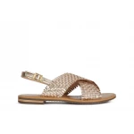 Geox Sozy S Women's Flat Sandals Braided Detail Light Gold Size 36 - Geox