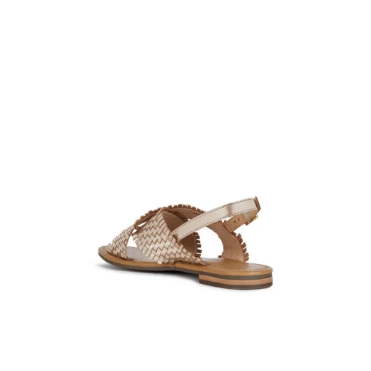 Geox Sozy S Women's Flat Sandals Braided Detail Light Gold Size 36 - Geox - Image 5