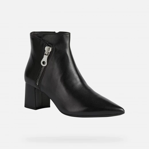 Geox Bigliana Women's Ankle Boots Black Nappa Leather Pointed Toe Column Heel Elegant Formal Style Size 38 Comfortable City Wear Office Appropriate Occasion Boots - Geox - Image 3