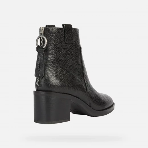 Geox Giulila Women's Black Leather Ankle Boots Size 37 Breathable Comfortable Mid Heel Casual City Wear D26TYE.00046.C9999 - Geox - Image 4