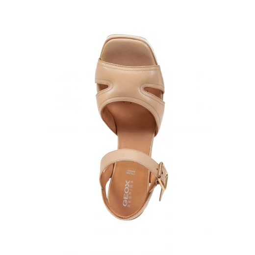 Geox Soledea Women's Platform Heel Sandals in Sand Leather, Lightweight and Breathable Design, Suitable for City Styling and Weekend Outfits, Size 40 - Geox - Image 6