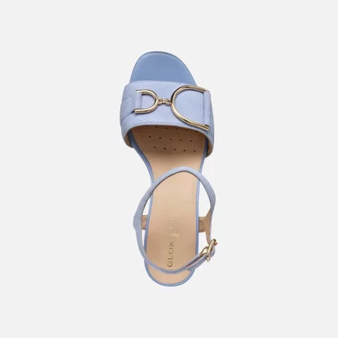 New Eraklia 50 Woman's Suede Sandals in Blue, Size 39. Lightweight, Breathable, and Feminine Design Featuring a Comfortable Block Heel for Everyday Wear. Perfect for City Life. - Geox - Image 6