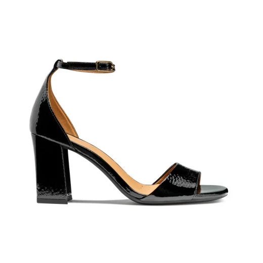 Geox Woman New Eraklia 80 Black Sandals: Lightweight, Breathable, Patent Leather Heels for Special Occasions, Size 41. Elegant City Footwear with High Gloss Finish - Geox - Image 2