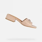 Geox Genziana 30 Woman Sandals Nude Leather Size 39 Low Heel Breathable Summer Footwear Comfortable Easy Entry Minimalist Design Summertime Style D35RYC.00038.C8156 - Geox