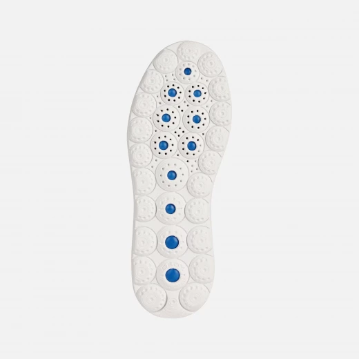 حذاء رياضي نسائي Geox Spherica EC4.1 أبيض جلد مقاس 37 مزين بتفاصيل فضية معدنية ونعل مريح للمشي في المدينة مع أحجار كريمة لامعة - جيوكس - Image 6