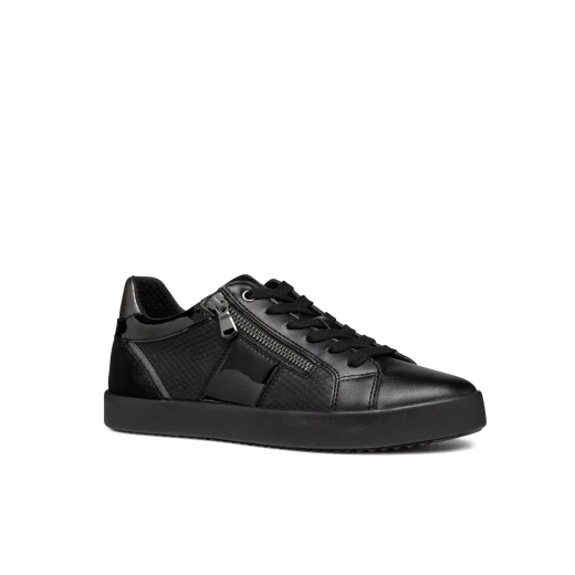 BLOMIEE Woman's Low Cut Sneakers Comfortable Breathable Sporty Chic Design Black 36 Side Zip Fastening Casual Everyday Wear - Geox - Image 5