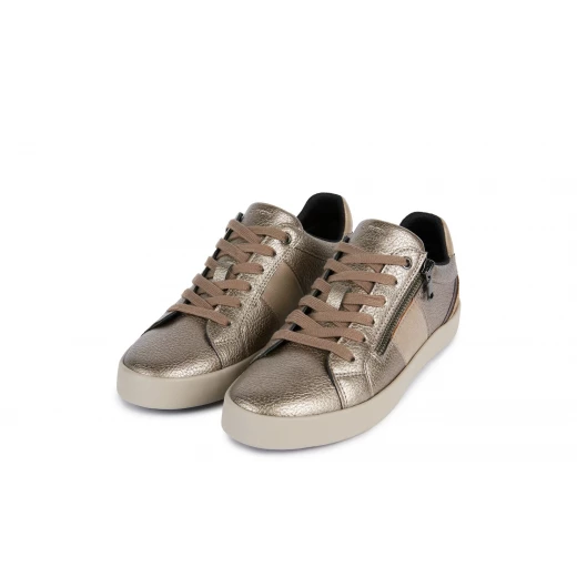 Blomiee Woman Taupe Sneakers Size 36 Low Cut Breathable Shoes Pearlescent Tumbled Leather and Suede Sporty Chic Design with Side Zip Closure for Casual Everyday Wear - Geox - Image 8