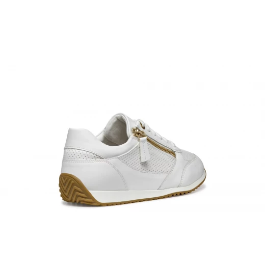Calithe Woman's Low Cut Sneakers White Color Leather Effect Upper Side Zip Closure Breathable Design Size 37 Ideal for Casual Outings and Everyday Wear - Geox - Image 14