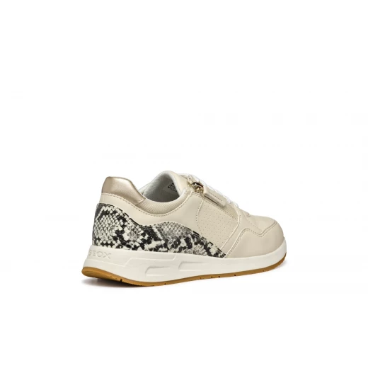 Bulmya Woman Sneakers Papyrus 37 Featuring Side Zip, Casual Design, Breathable Materials, and a Leather Effect and Python Print Combination for Sporty Chic Looks and Everyday Wear - Geox - Image 14
