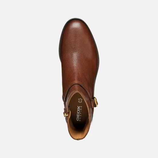 Geox Tormalina Women's Ankle Boots in Brown Leather with Buckle Detail, Breathable Lightweight Design, Low Heel, Size 37 for Everyday Wear. Fast Delivery and Easy Exchange. - Geox - Image 5