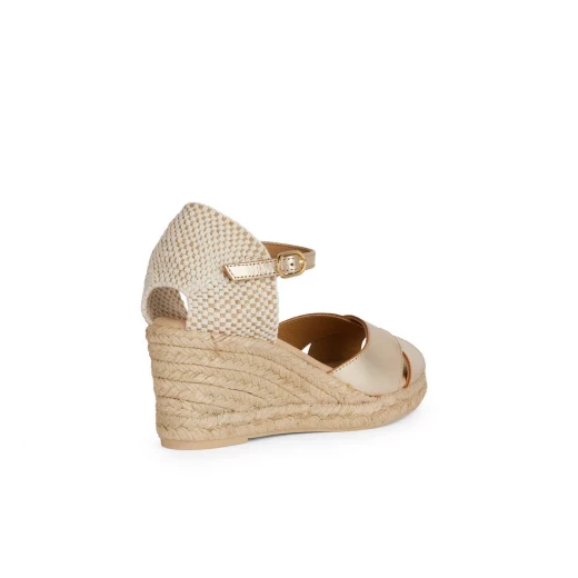 Geox Gelsa Low Women's Espadrille Sandals in Light Gold, Size 38. Breathable, Lightweight Design with Comfortable Jute-Effect Wedge for Everyday Wear. - Geox - Image 4