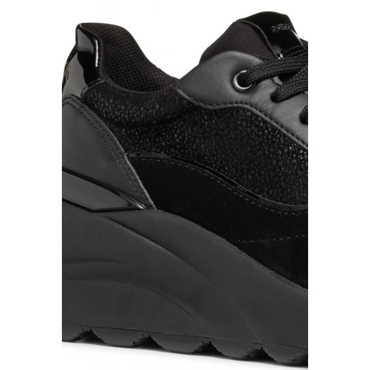 Geox Spherica EC13 Woman's Sneaker Black Metallic Suede Nappa Leather Upper Cushioned Breathable Wedge 37 Comfortable Casual Stylish Footwear - Geox - Image 6