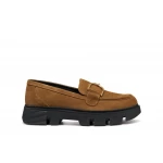VILDE Woman Suede Loafers Mud Brown Chunky Sole Urban Aesthetic Lightweight 38 Stylish Comfortable Everyday Wear D46UAH.00022.C6372 - Vilde
