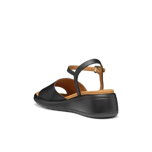 Meliconia Woman Sandals Black Wedge with Ankle Strap Breathable Design 39 Crafted from Leather Effect Material Comfortable for Everyday Wear Summer Style - Geox - Image 7