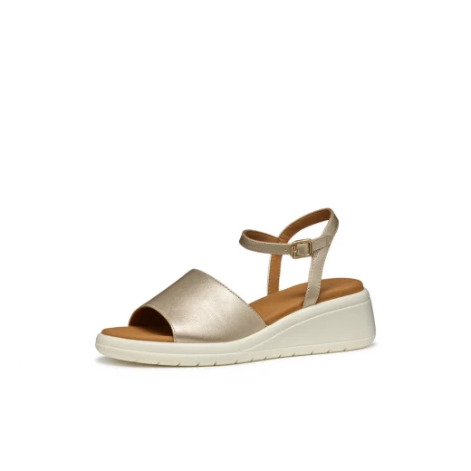 Meliconia Woman Wedge Sandals Gold 36 Pearlescent Leather Effect Summer Shoes - Geox - Image 5