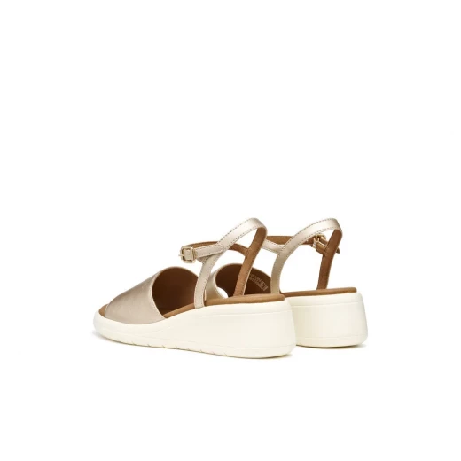 Meliconia Woman Wedge Sandals Gold 36 Pearlescent Leather Effect Summer Shoes - Geox - Image 9