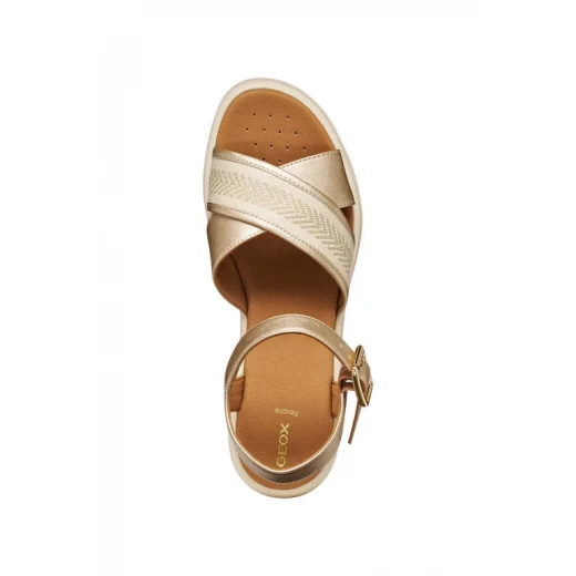 Geox Meliconia Woman Sandals Gold 37 Pearlescent Leather Effect Upper Breathable Flatform Sole Comfortable for Hot Weather City Wear D550NA.0NFBC.C1223 - Geox - Image 10