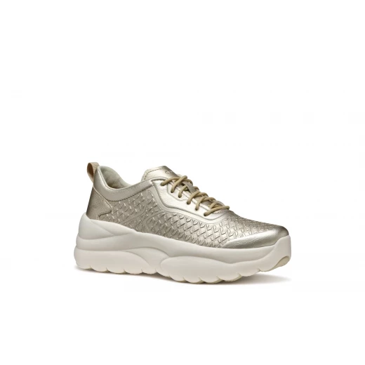 XTORS Woman Sneakers Metallic Leather Light Gold Size 39 Casual Shoes - Geox - Image 3