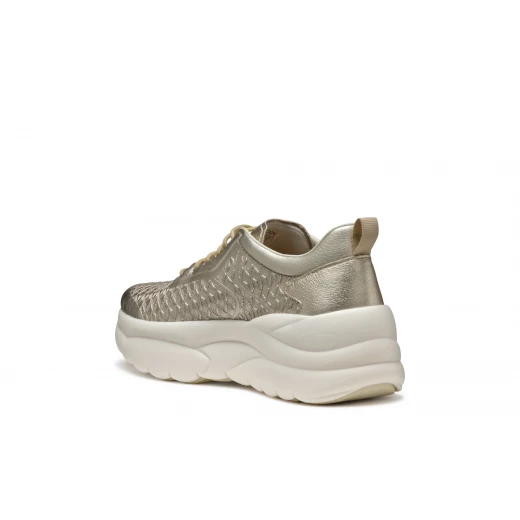 XTORS Woman Sneakers Metallic Leather Light Gold Size 39 Casual Shoes - Geox - Image 4