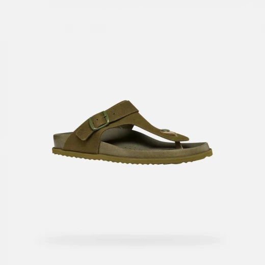 صندل نسائي ساندي بيت من جلد السويد بلون أخضر مريمي قابل للتنفس مقاس 41 - Image 12