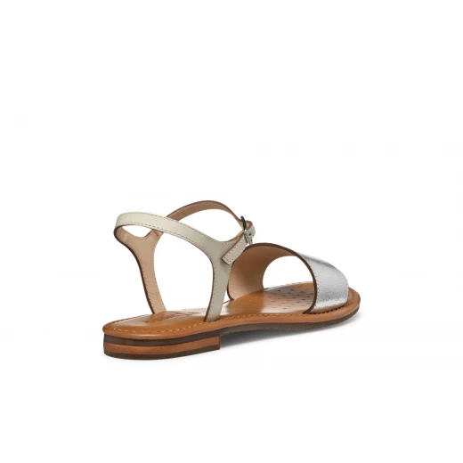 Sozy S Woman Flat Sandals Silver Metallic Leather 36 Featuring Leather Detailing Comfortable Breathable Perfect For Summer Casual Wear Designed For Women - Geox - Image 14