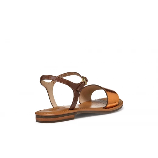 Sozy S Women's Camel Flat Sandal Stylish City Perfect Summer Footwear with Metallic Leather Detailing Size 40 Comfortable Breathable Design - Geox - Image 7